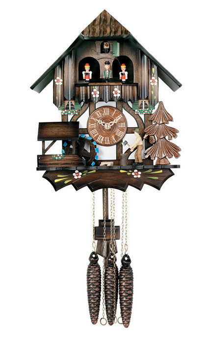 One Day Musical German Cuckoo Clock with Moving Woodchopper and Waterwheel By River City Clocks - OktoberfestHaus.com
 - 2