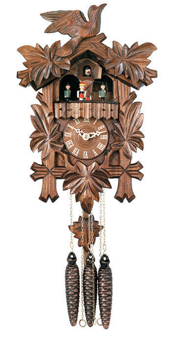 One Day Musical Cuckoo Clock with Dancers, With Bird & Five Hand-carved Maple Leaves-14" Tall - OktoberfestHaus.com
