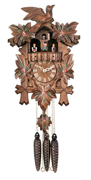 River City Clocks One Day Musical German Cuckoo Clock with Leaves Bird and Painted Flowers - OktoberfestHaus.com
