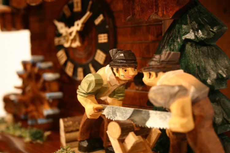River City Clocks One Day Musical 14" German Cuckoo Clock with Men who Saw Wood - OktoberfestHaus.com
 - 2