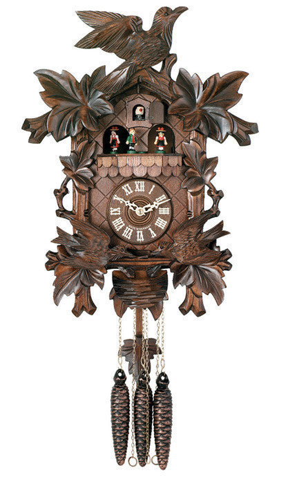 One Day Hand-carved Musical Cuckoo Clock with Dancers and Animated Birds-16"Tall - OktoberfestHaus.com
 - 1