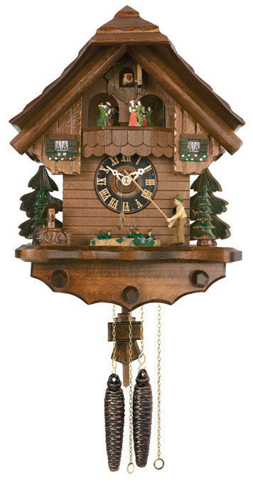 River City Clocks One Day Musical German Cuckoo Clock with Fisherman Raising Fishing Pole - OktoberfestHaus.com
