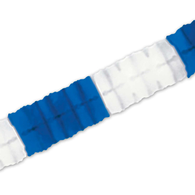 Blue and White Oktoberfest Tissue Garland Party Decorations 12 feet long - OktoberfestHaus.com
 - 2