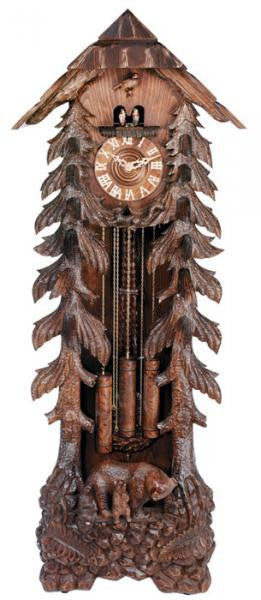 River City Clocks 82" Grandfather Clock with Bear Carving - OktoberfestHaus.com
