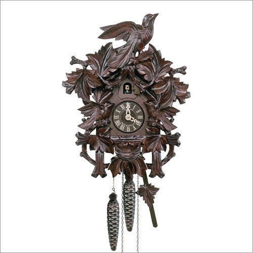 Schneider 14" 6 Leaves and 3 Birds Black Forest Honey Colored German Cuckoo Clock - OktoberfestHaus.com
 - 1