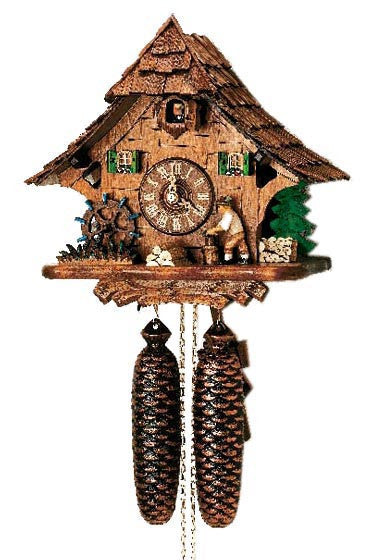 Schneider 11" Black Forest Wood Chopper and Water Wheel Eight Day Movement German Cuckoo Clock - OktoberfestHaus.com
